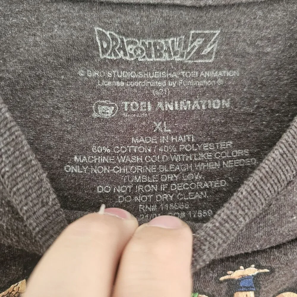 Dragon Ball Z Team Awesome T-Shirt Youth XL Gray Cotton Crew Neck Pullover Anime